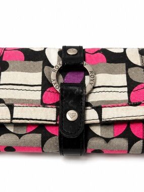 Roxy Pink, Purple and Gray Graphic Print Wallet Clutch